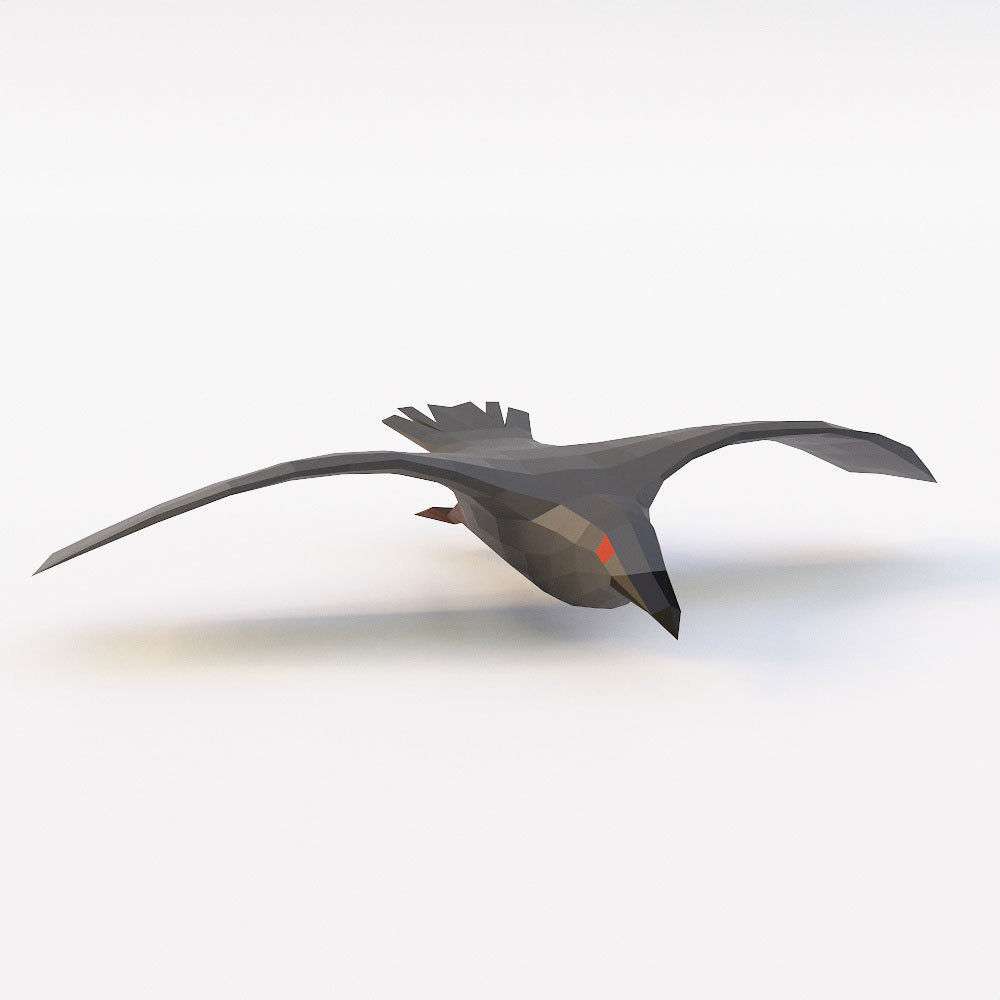 Raven low poly 3d model bird flying Free low-poly 3D model_1