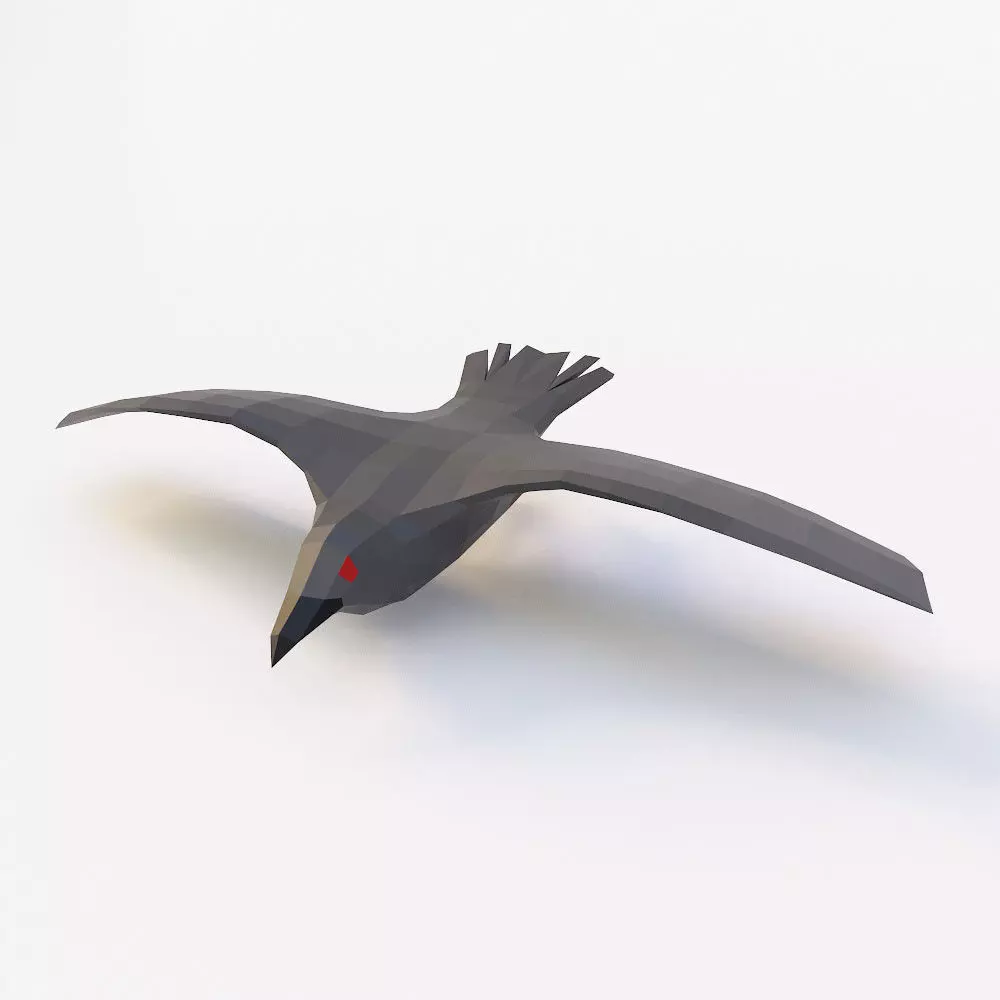 Raven low poly 3d model bird flying Free low-poly 3D model_0