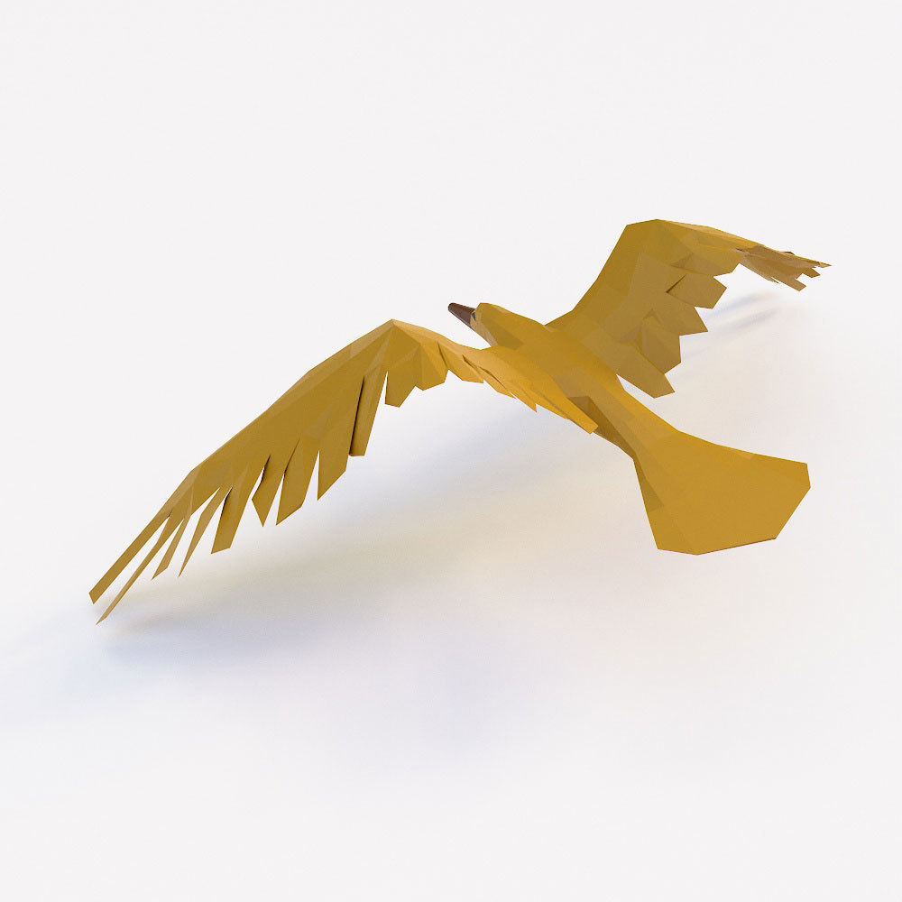Seagull 3d model bird in flight Low-poly 3D model_2