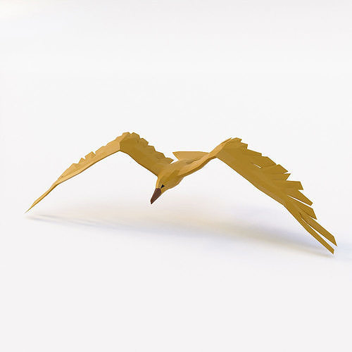 Seagull 3d model bird in flight Low-poly 3D model