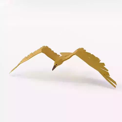 Seagull 3d model bird in flight Low-poly 3D model