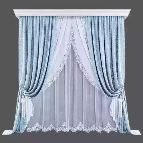 Curtains557 curtains with lace trim Low-poly 3D model