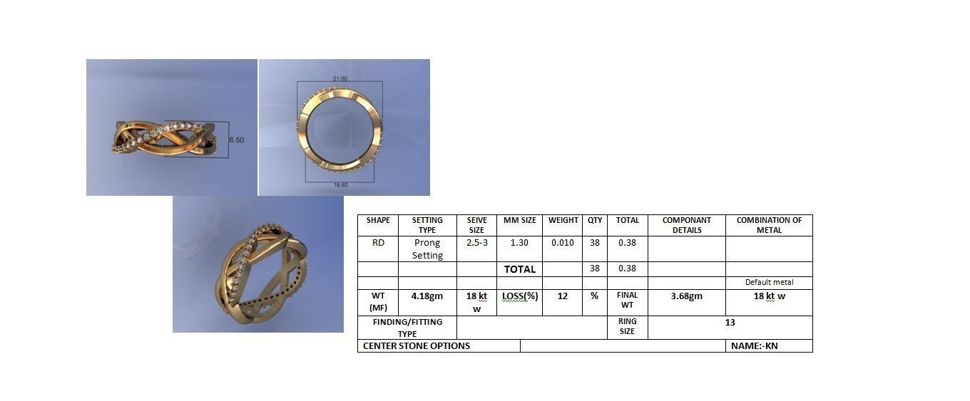 Wedding Engagement Women Etarnaty Twisted Band Ring 3D print model_4