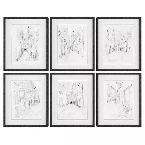 Pictures894 set of six square frames