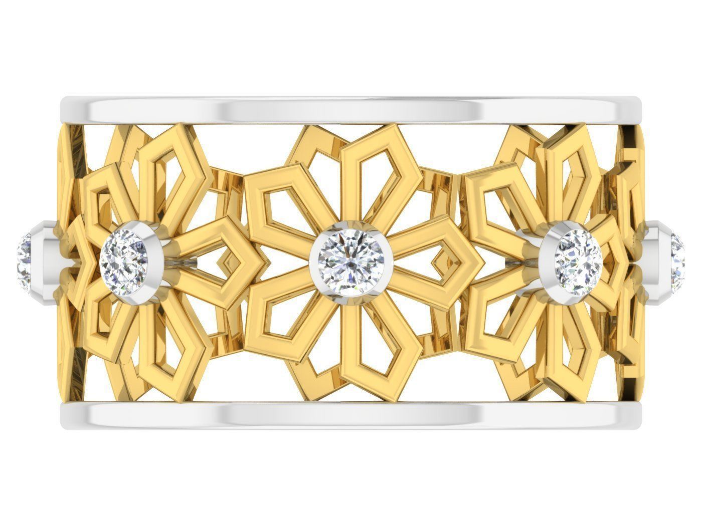 Wedding Engagement Women Etarnaty Flower Band Ring 3D print model_3