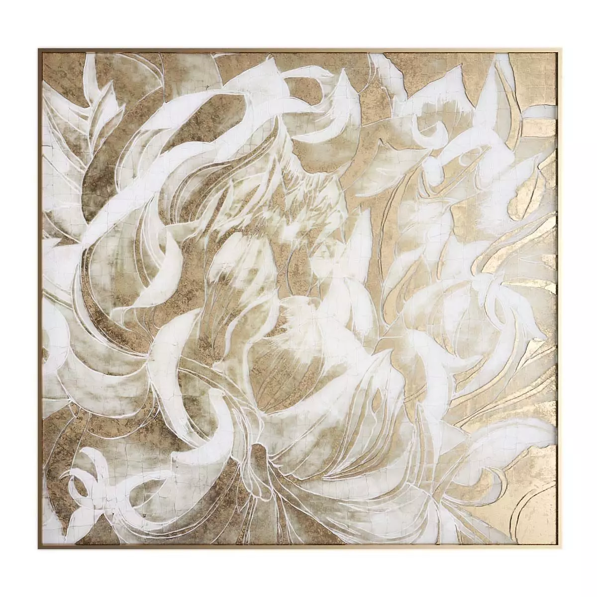 Pictures895 gold and floral wall art Low-poly 3D model_0