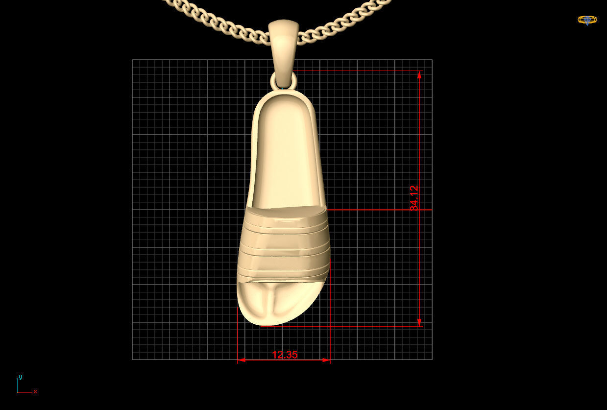Adidas slippers pendant silver gold printable jewelry 3D model 3D print model_8