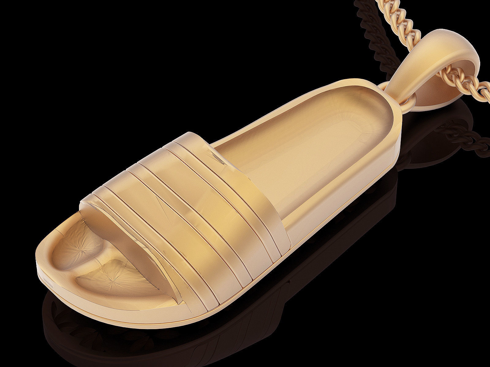 Adidas slippers pendant silver gold printable jewelry 3D model 3D print model_4