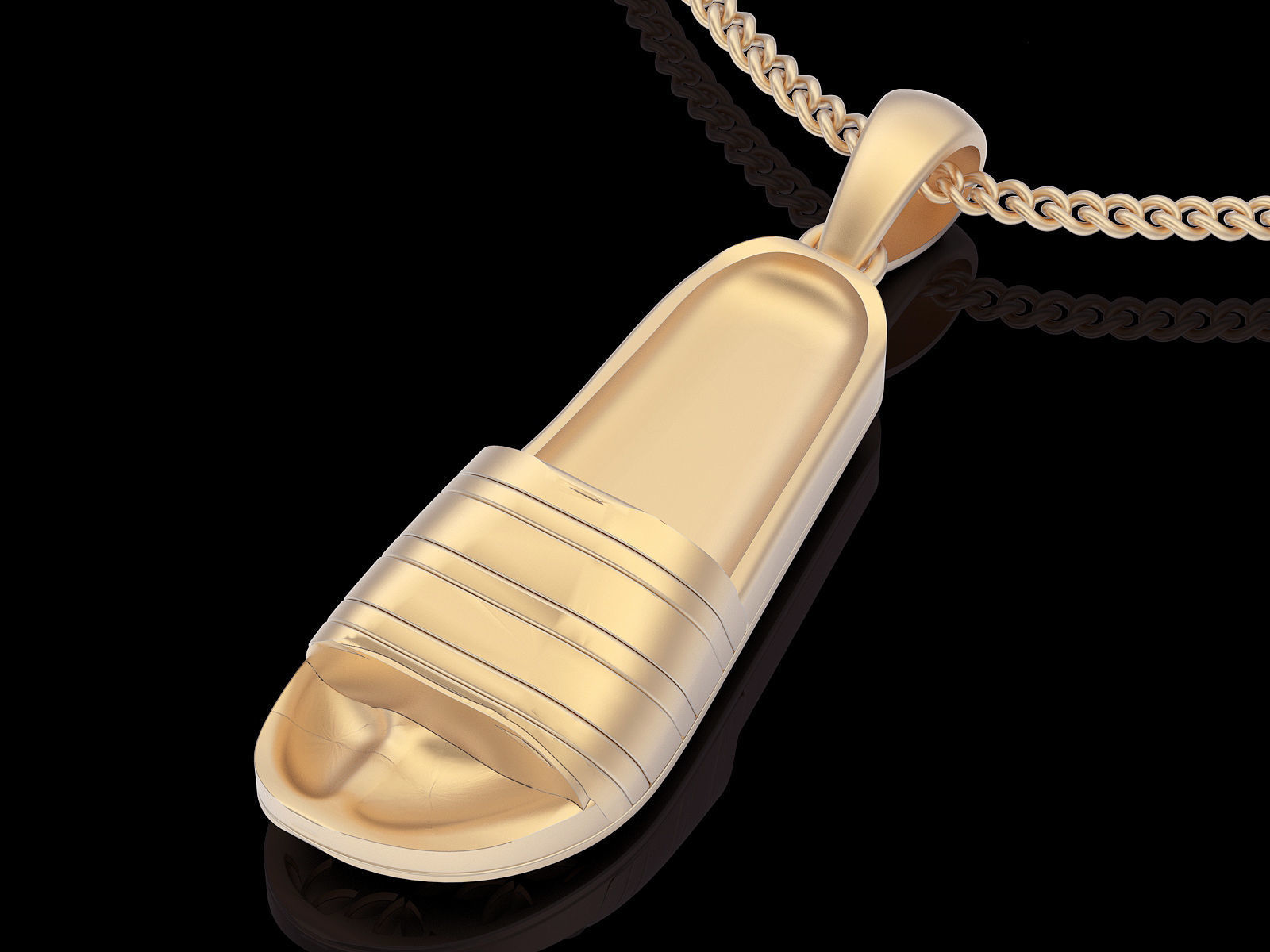 Adidas slippers pendant silver gold printable jewelry 3D model 3D print model_5