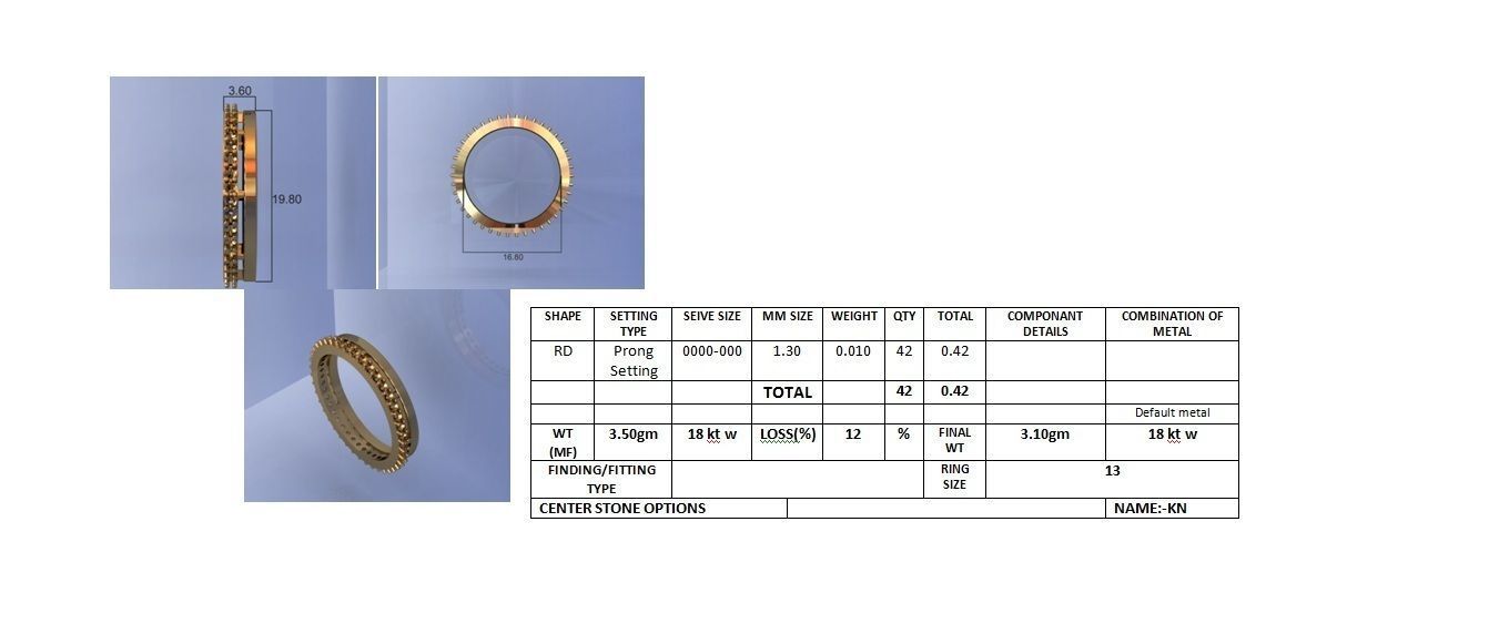 Wedding Engagement Women Etarnaty Band Ring 3D print model_4