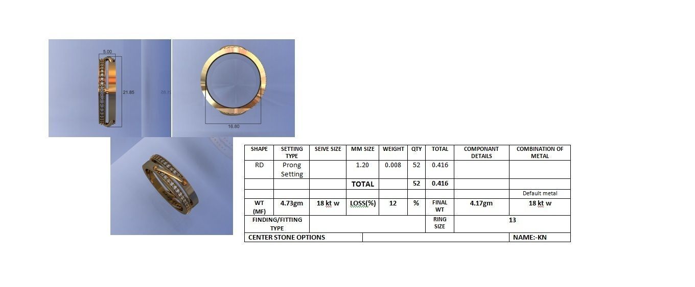 Wedding Engagement Women Etarnaty Band Ring 3D print model_4