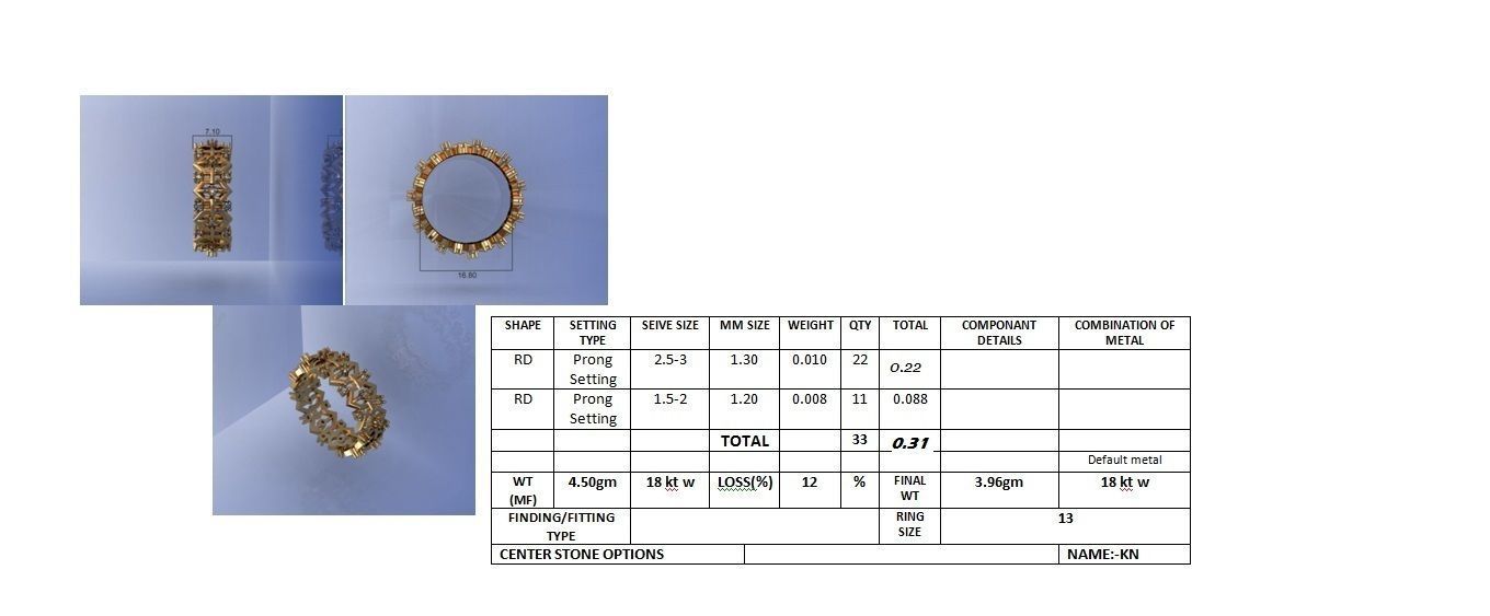 Wedding Engagement Women Etarnaty Band Ring 3D print model_4