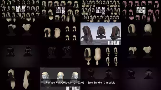Female Hair Collection 01 02 03  - Epic Bundle