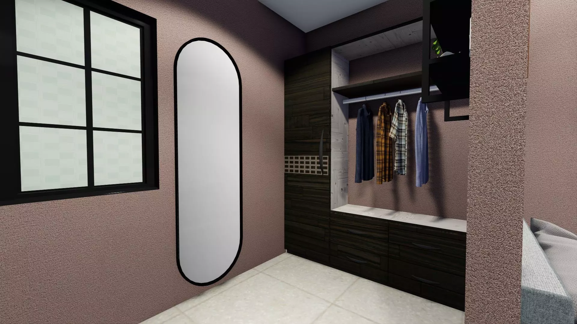BEDROOM- 3D MODEL walk in closet with mirror 3D model_0