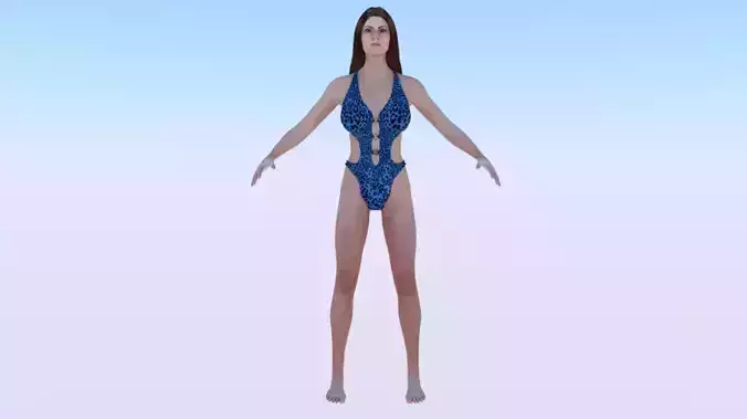 A Woman in a Swimsuit 02 Low-poly 3D model