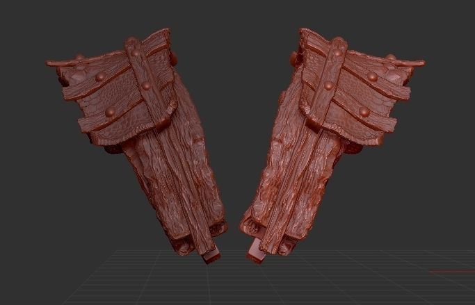 skrins pair of wooden arm guards Free 3D model_1