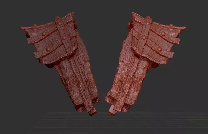 skrins pair of wooden arm guards Free 3D model_0