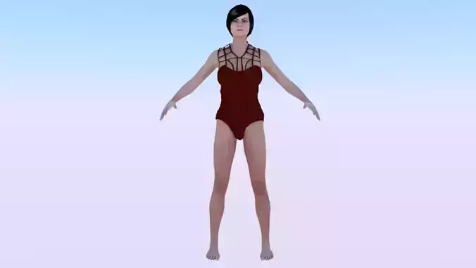 A Woman in a Swimsuit 03 Low-poly 3D model