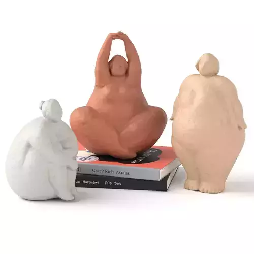 Figurine statue of woman in yoga pose 3D model