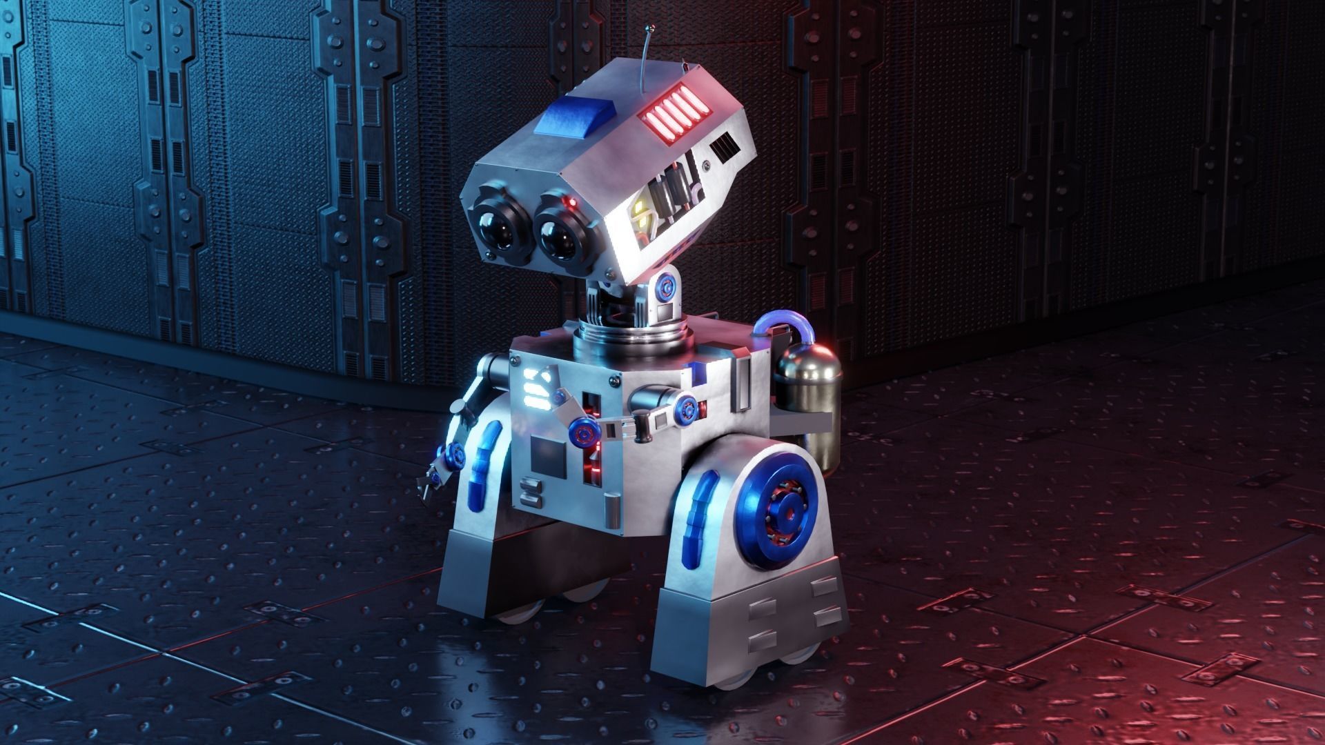 Robot sci-fi Low-poly 3D model_3