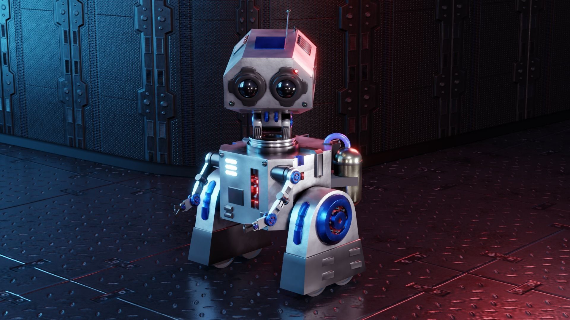 Robot sci-fi Low-poly 3D model_4