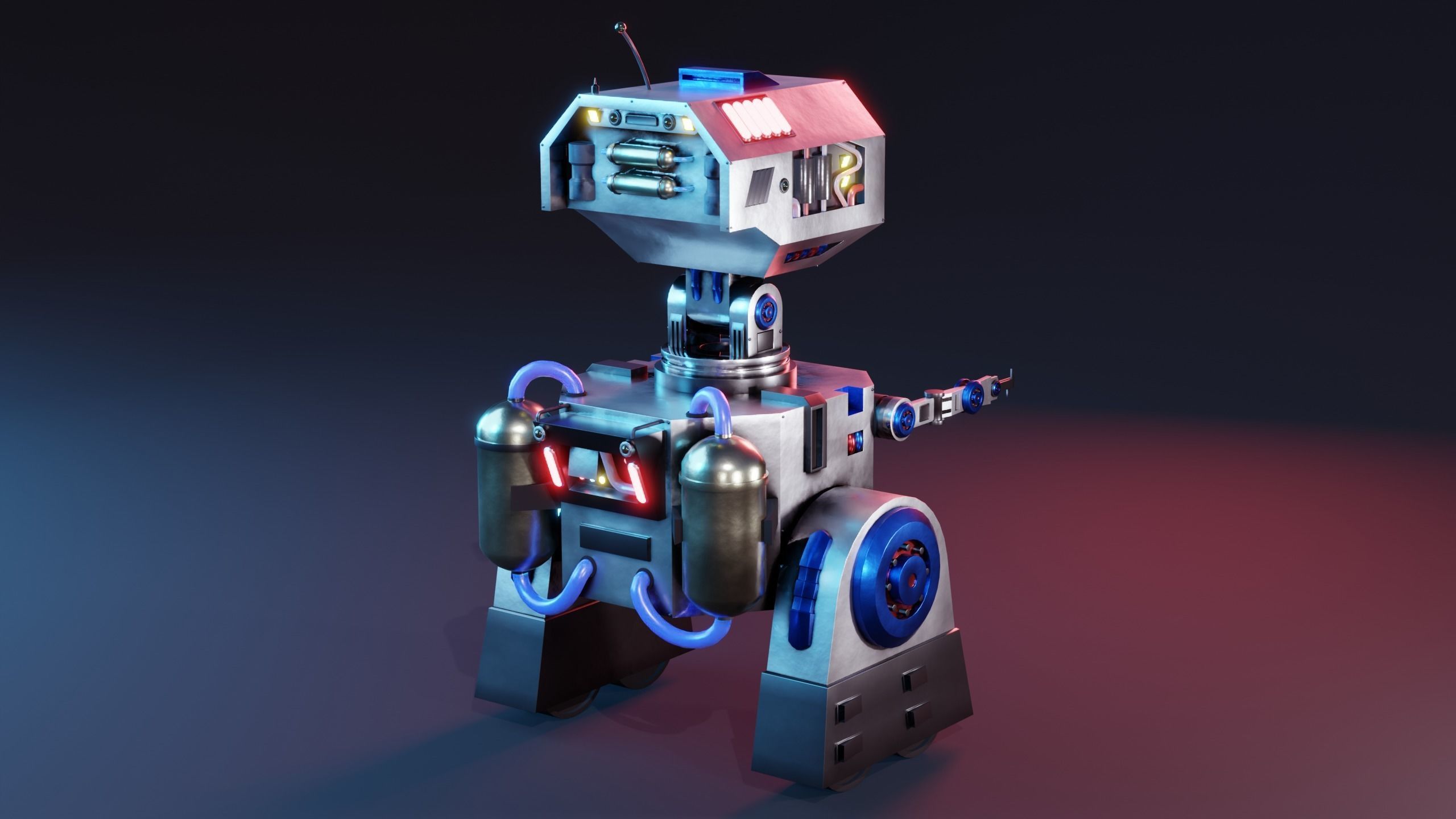 Robot sci-fi Low-poly 3D model_5