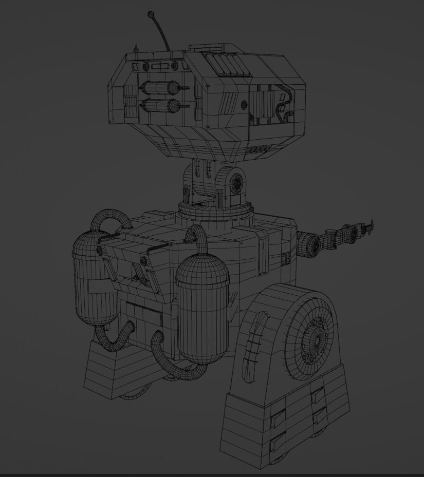 Robot sci-fi Low-poly 3D model_9