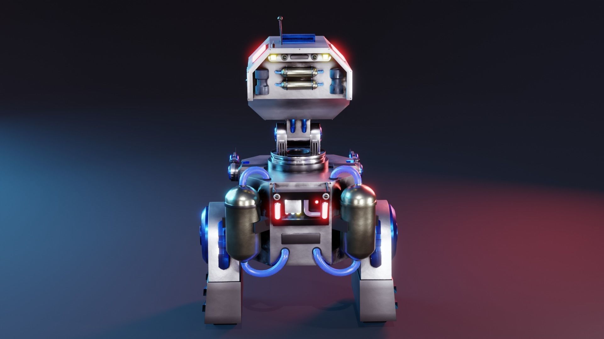 Robot sci-fi Low-poly 3D model_7