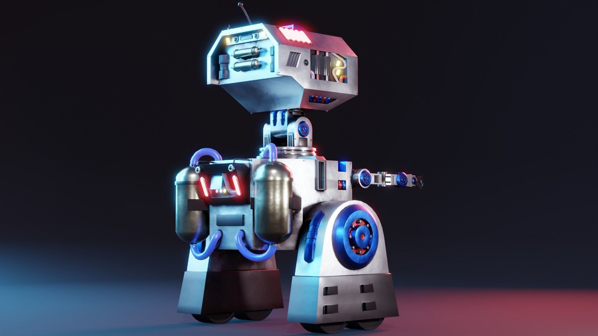 Robot sci-fi Low-poly 3D model_10