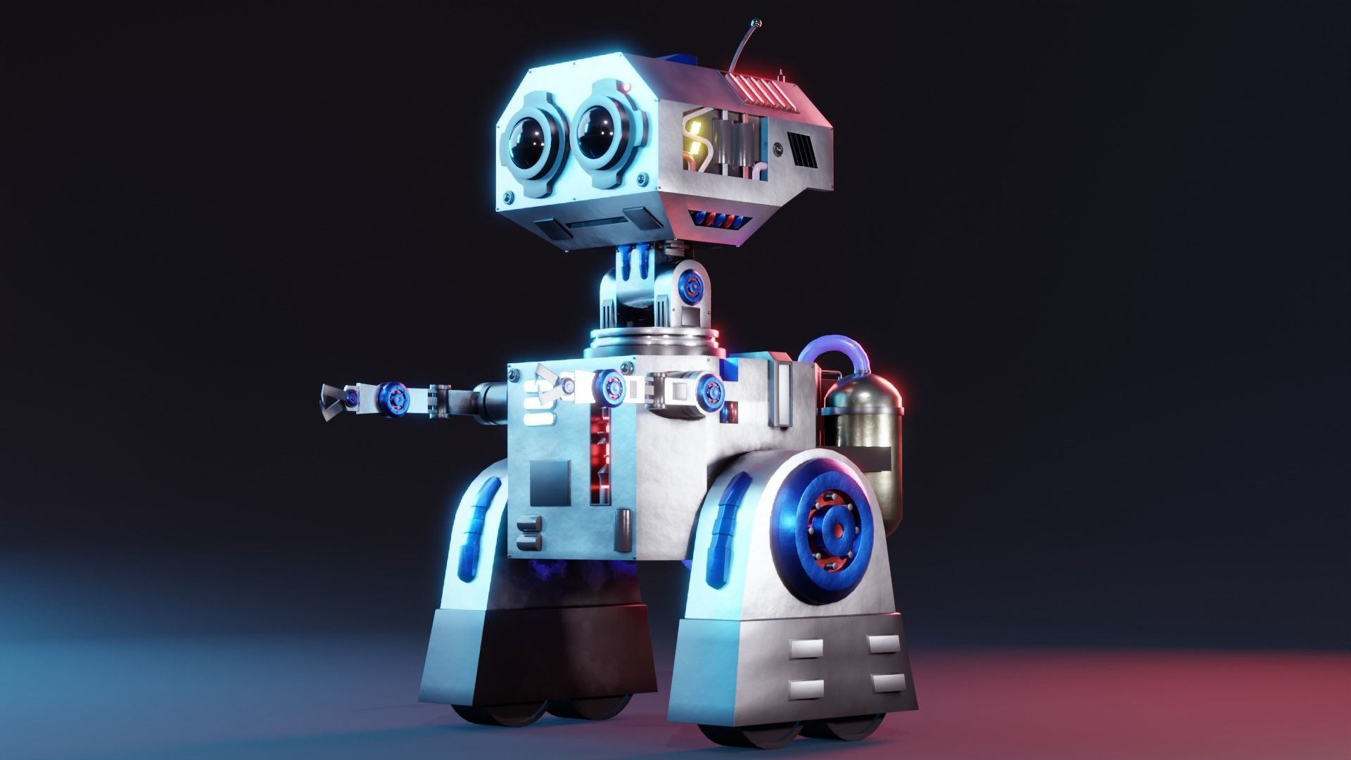 Robot sci-fi Low-poly 3D model_2