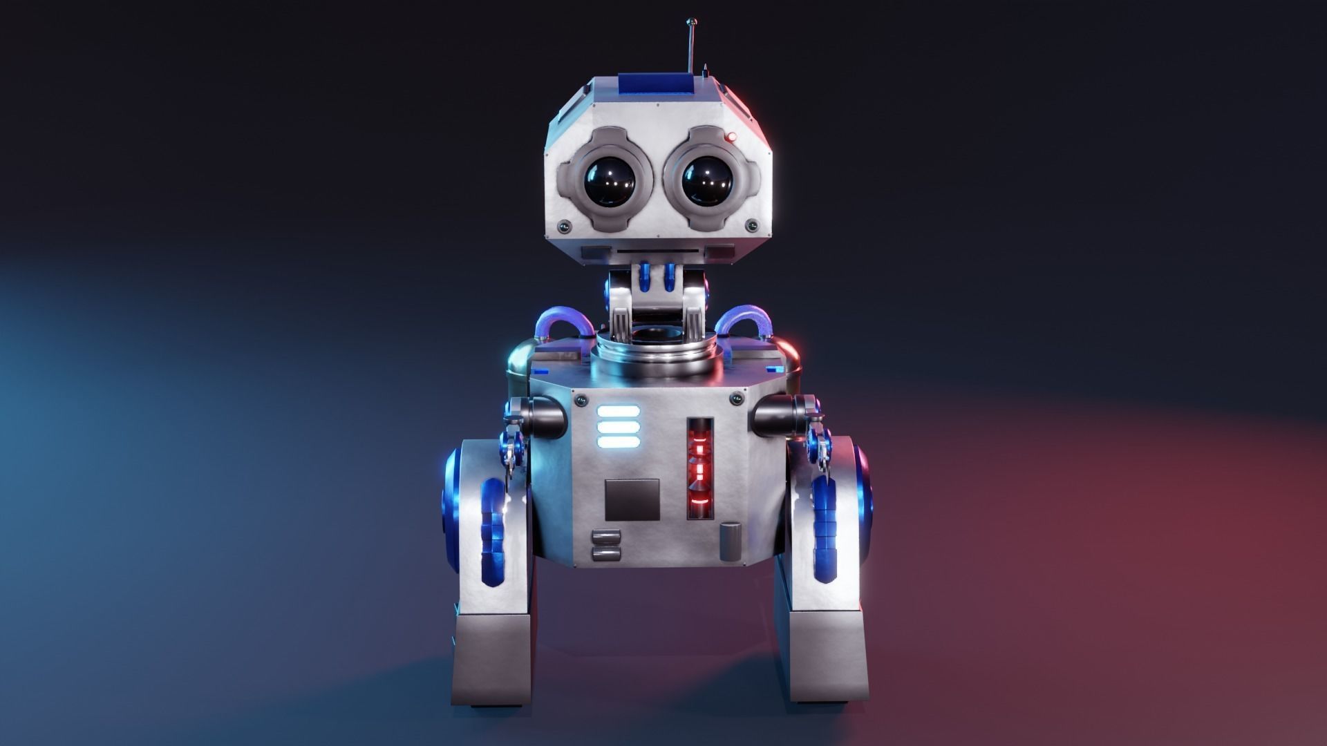 Robot sci-fi Low-poly 3D model_6