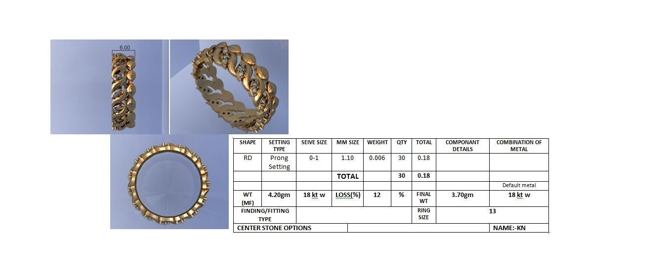 Wedding Engagement Women Etarnaty Band Ring 3D print model_4