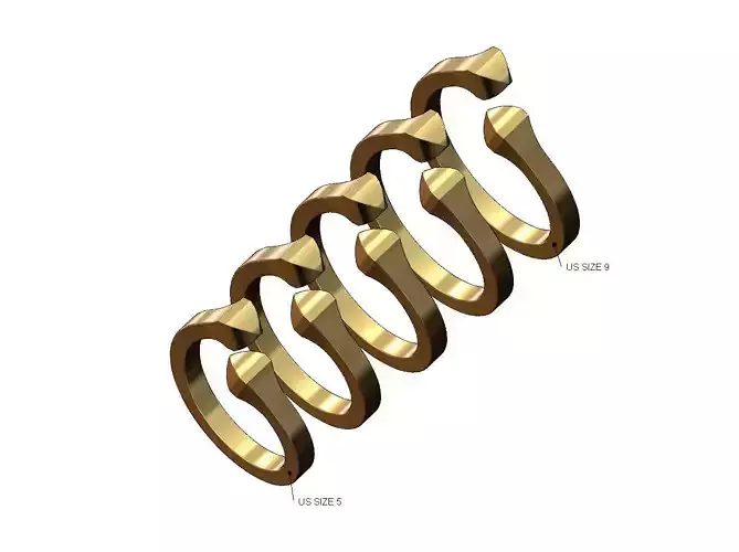 Simple bypass pyramid ends fashion-ring Us sizes 5to9