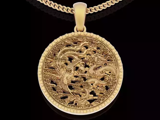 Chinese  dragon pendant silver gold printable jewelry 3D model