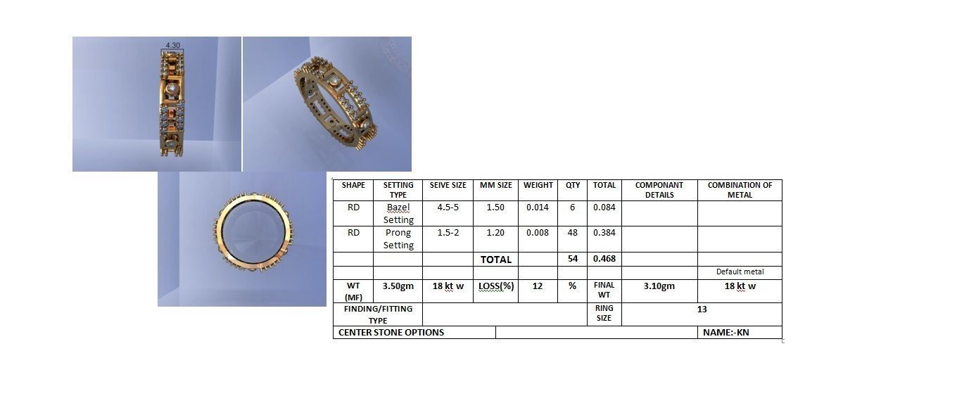 Wedding Engagement Women Etarnaty Band Ring 3D print model_4