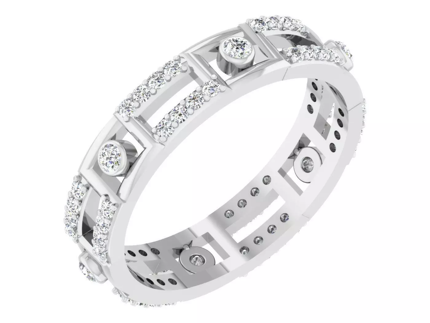 Wedding Engagement Women Etarnaty Band Ring 3D print model_0