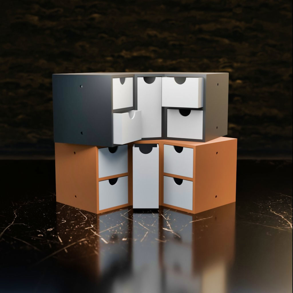 034H 5 Drawer Corner Unit and 10cm Drawer Unit 3D print model_3