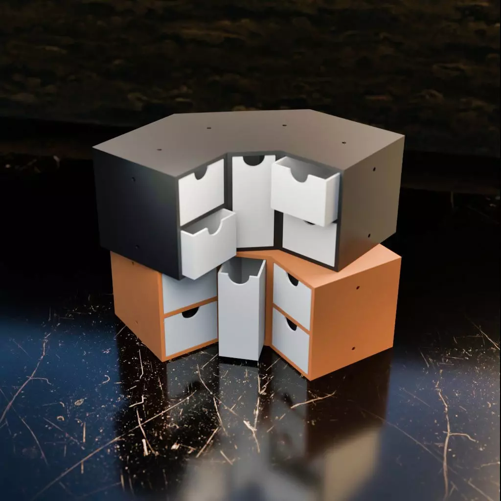 034H 5 Drawer Corner Unit and 10cm Drawer Unit 3D print model_0