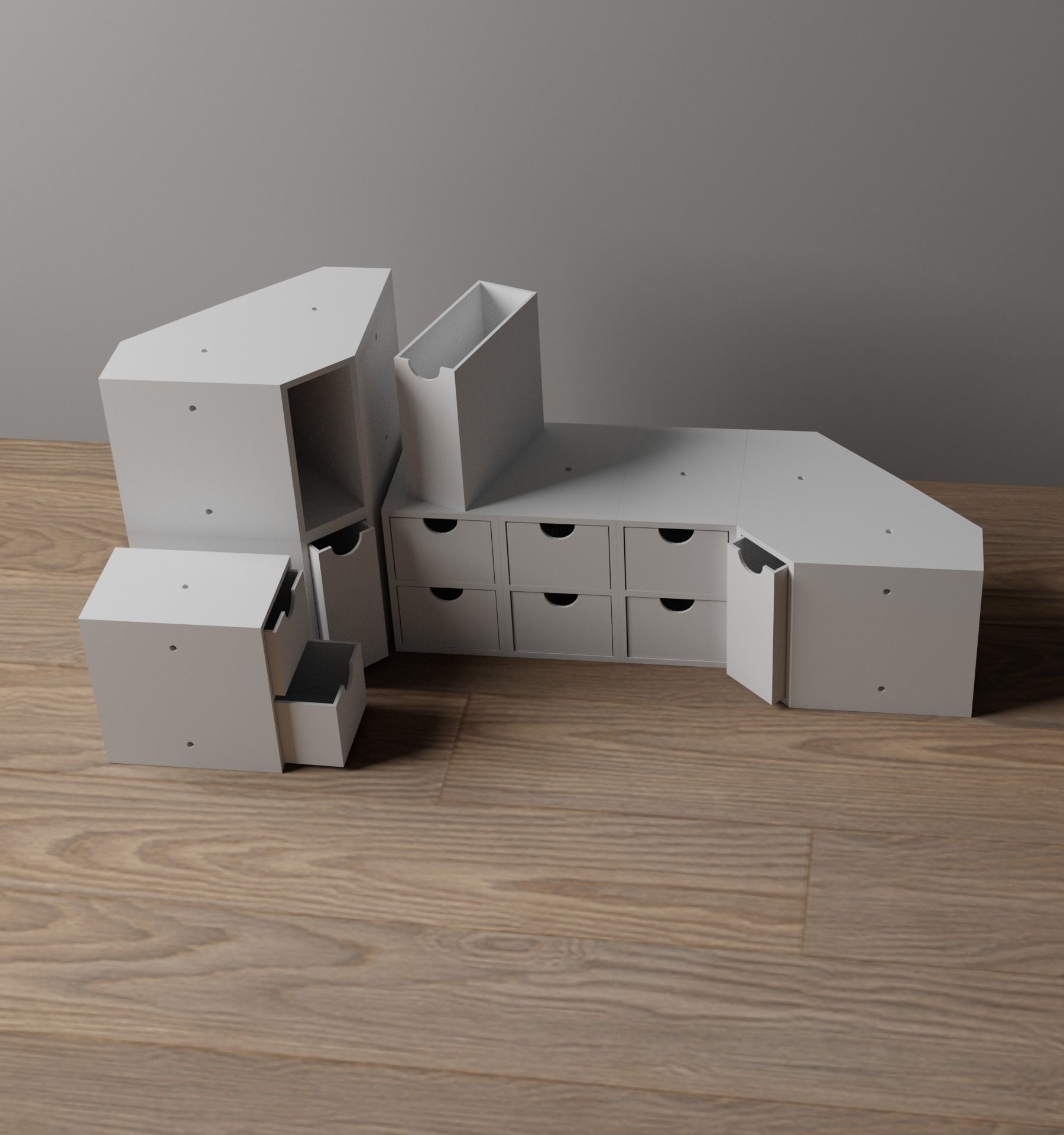 034H 5 Drawer Corner Unit and 10cm Drawer Unit 3D print model_5