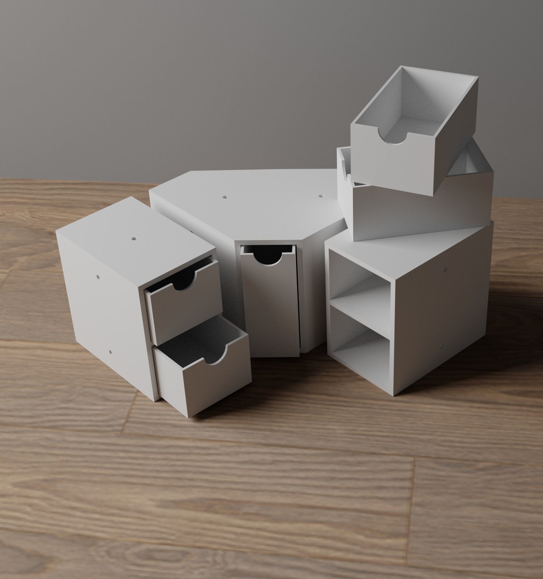 034H 5 Drawer Corner Unit and 10cm Drawer Unit 3D print model_6