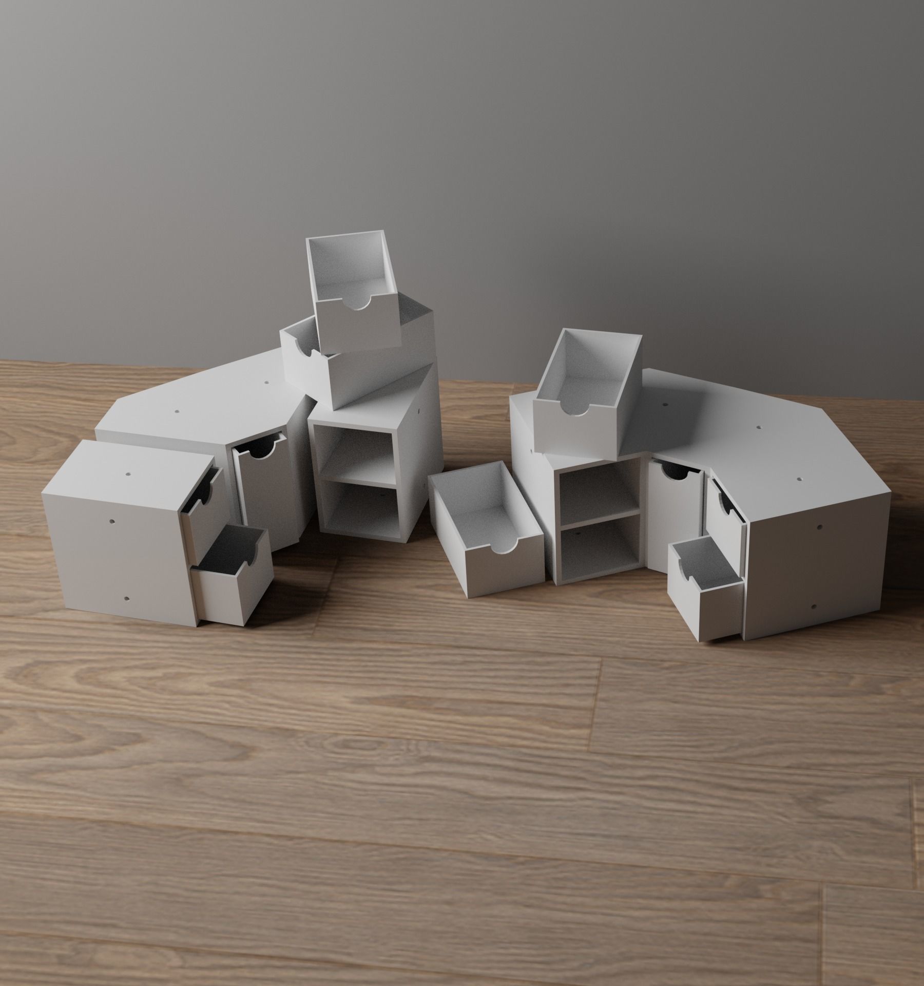 034H 5 Drawer Corner Unit and 10cm Drawer Unit 3D print model_4