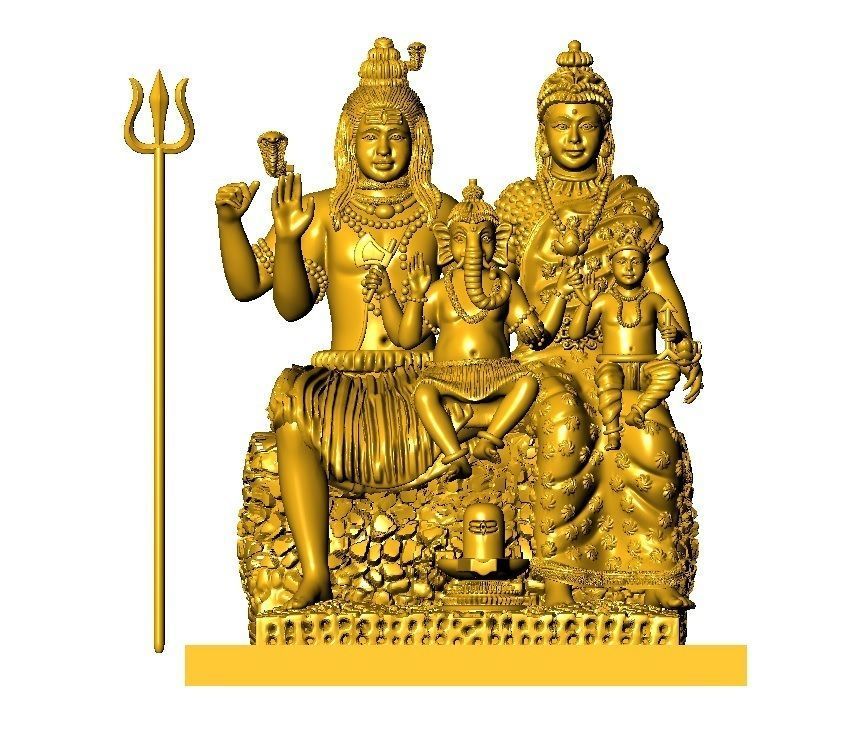  ready STL file of God Shiva Goddess Parvati Family 3D print model_1