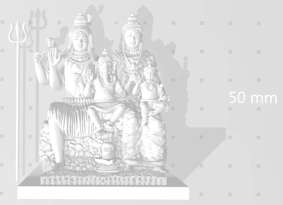  ready STL file of God Shiva Goddess Parvati Family 3D print model_0