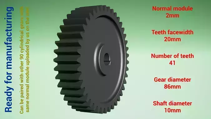 Cylindrical gear - paired - z41 m2 D86 d10