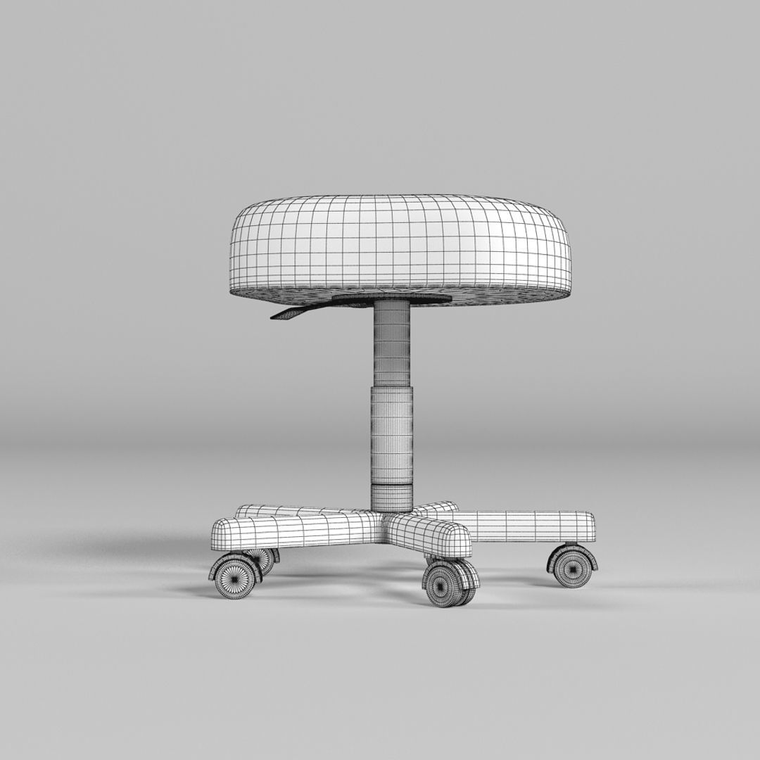 Wheeled Stool 3D model_2