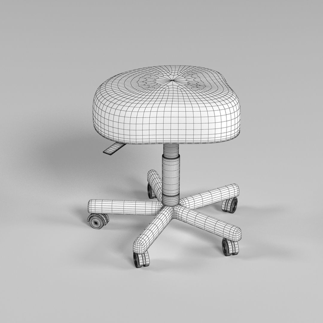 Wheeled Stool 3D model_3