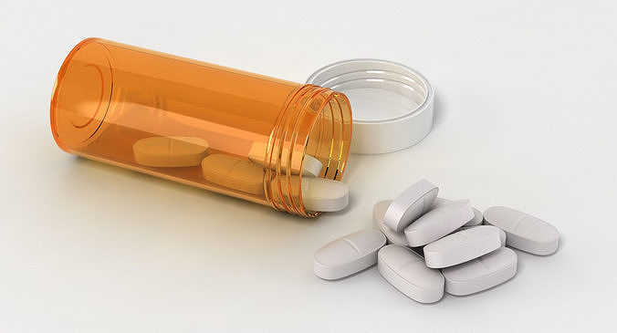 Medicine Bottle and Tablets 3D model