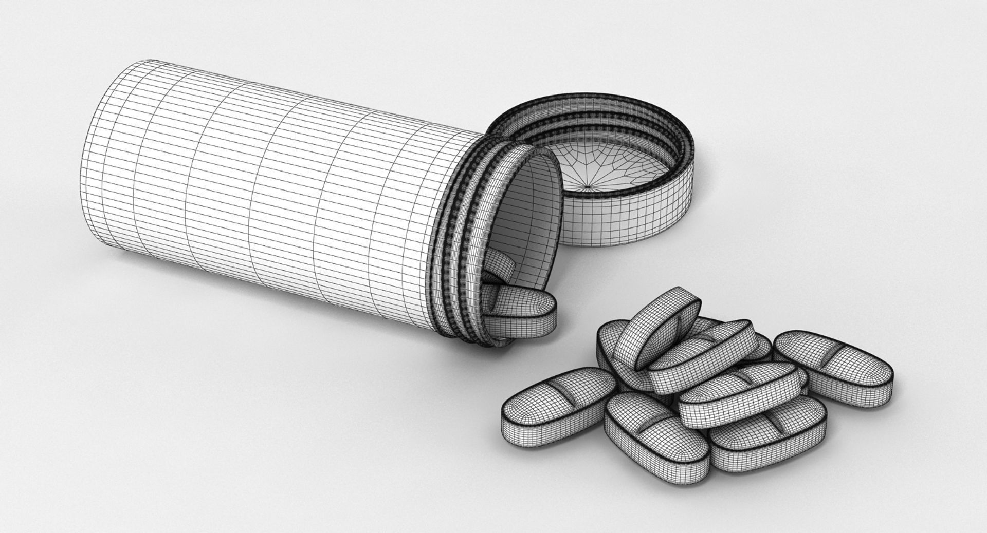 Medicine Bottle and Tablets 3D model_6