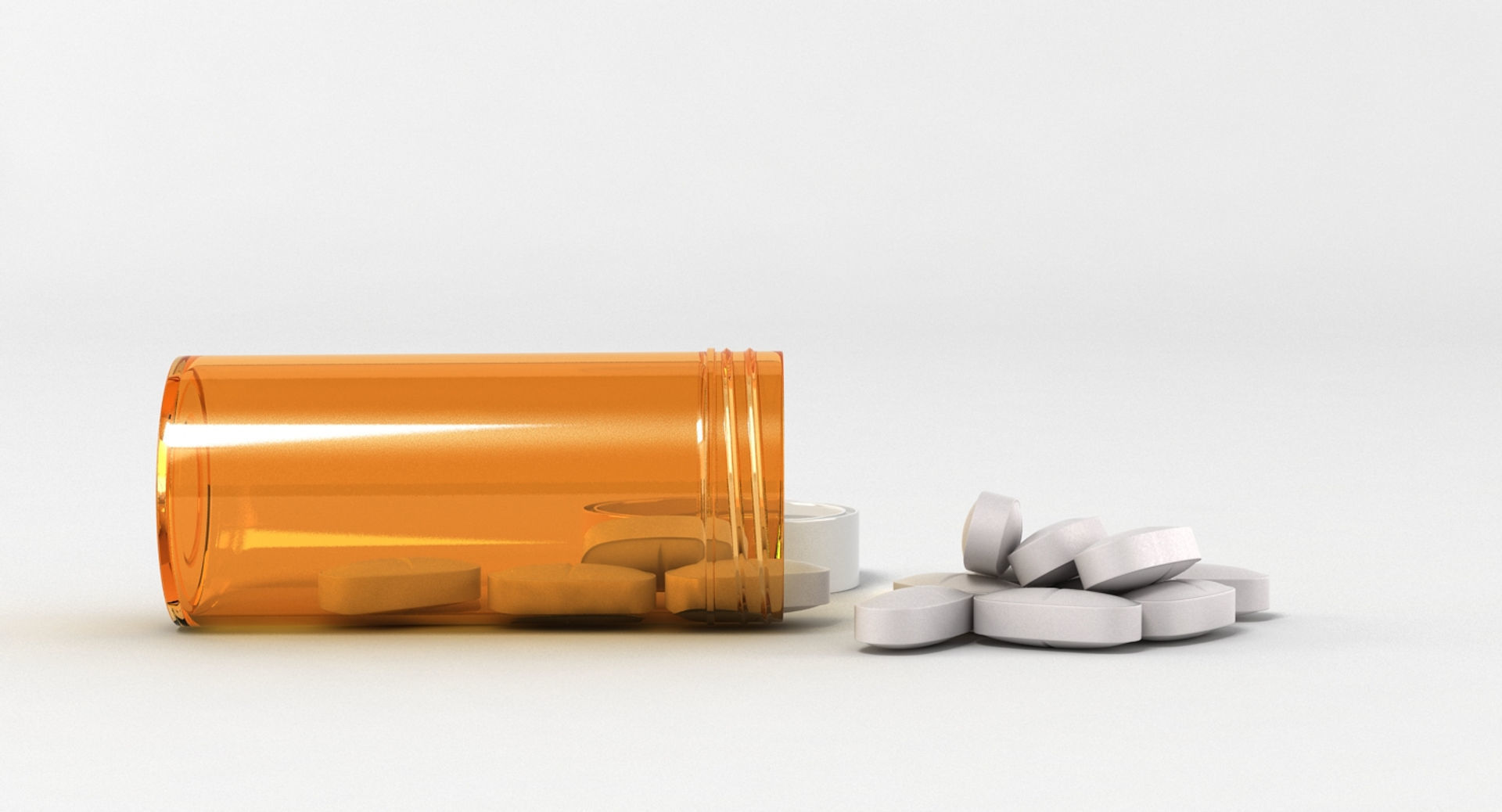 Medicine Bottle and Tablets 3D model_1