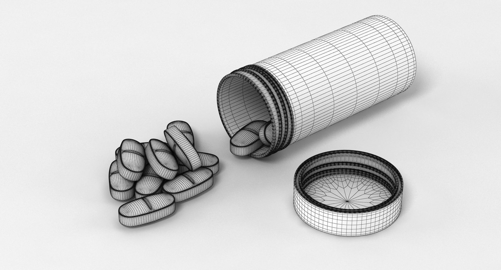 Medicine Bottle and Tablets 3D model_7